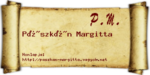 Pászkán Margitta névjegykártya